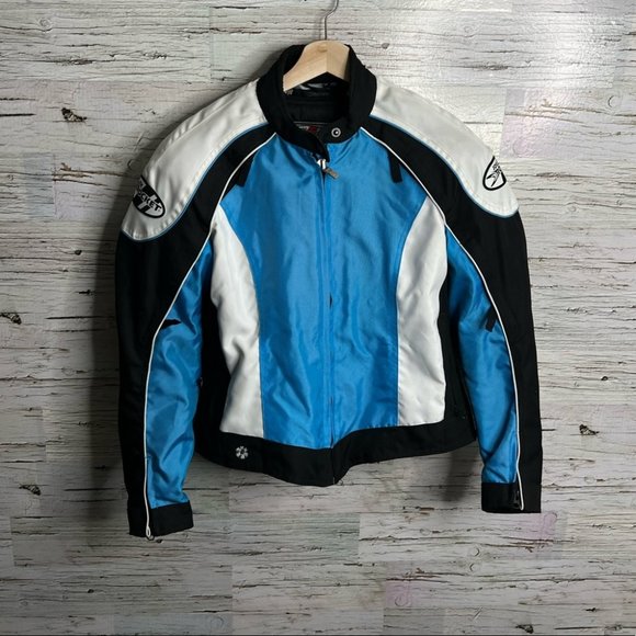 Joe Rocket Motorcycle Jacket Womens Large Black Blue White - Picture 2 of 9
